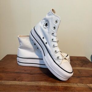 ew women’s 6 white converse all star high top platform shoes